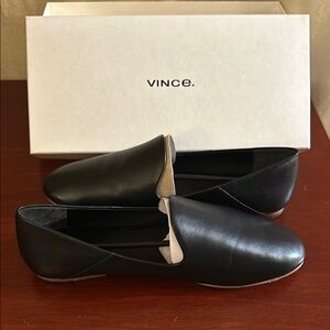 Vince Black Leather Loafers